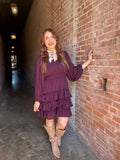 Must Be Magic Ruffle Dress: Mulberry