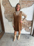 Casual Corduroy Dress: Camel