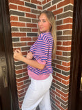 Perfectly Striped Top: Pink/ Royal