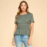 Smocked Soulmate Top: Olive