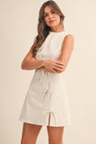 Twill & Thrill Mini Dress: Cream