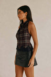 Plaid Romance Top: Brown multi