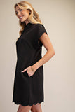 Normalize Scallops Dress: Black
