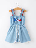 USA Girls Romper Dress: Denim