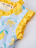 Summer Lemons Romper: Lt Blue/Yellow
