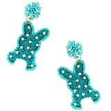 Colorful Beads Easter Bunny Drop Hook Earrings: GPK / ONE SIZE