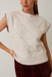 Cozy Carved Knit Top: Cream