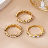 Triple Crystal Ring Set: Gold