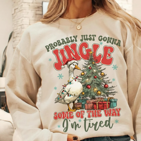 Lazy Goose Christmas Sweatshirt: Cream