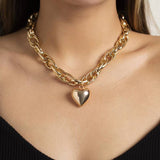 Chunk Chained Heart Necklace: Gold
