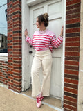 Sweet Stripes Top: Pink/Red
