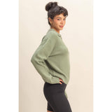 Cozy Cottage V-Neck Sweatshirt: Green