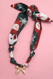 Christmas Bow Scarf Necklace: Pink/Mint