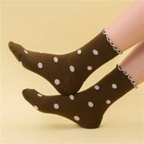 Polka Dot Crew Socks: Off White