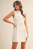 Twill & Thrill Mini Dress: Cream