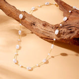 Pearl Kissed Necklace: Gold