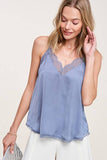 Touch of Lace Camisole Top: Steel Blue