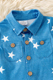 Star Of The Show Romper: Blue Denim