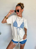 Polka Dot Bikini Top Tee: Ivory