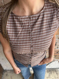 Autumn in the Air Plaid Top: Brown