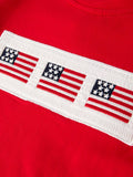 US Flag Embroidered Smocked Boys Set: Red/Blue