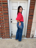 Striped Just Right Top: Red/White