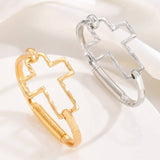 Hammered Cross Bangle: Silver