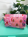 Tiger Patchwork Cosmetics Bag: Pink mix