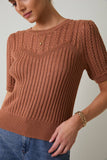 Braided Beauty Knit Top: Camel