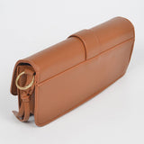 Faux Leather Rectangle Shoulder Bag: Camel