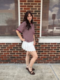 Staple Stripes Top: Burgundy