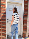 Striped Sailor Knitted Vest: Navy/Cream