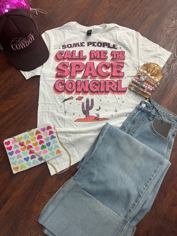 Space Cowgirl Bling Tee: White