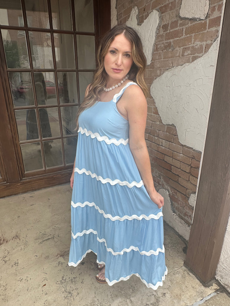 Ready In Ric Rac Dress: Blue Small
