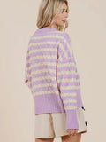 Double Take Striped Sweater: Lavender