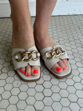 Baylor Gold Chain Sandals: Cream