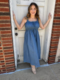Everything is Better in Polka Dots Dress: Denim Blue