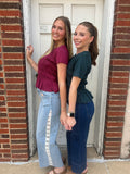 Signature Style Smocked Top: Wine