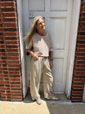 The Bottom Line Knit Top: Khaki Mix