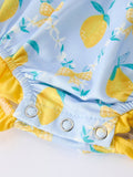 Summer Lemons Romper: Lt Blue/Yellow