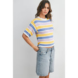 Sweet Stripes Knit Top : Ivory/Pink