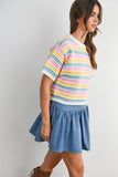 Sweet Stripes Knit Top : Ivory/Pink
