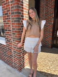 Foxy Faux Suede Top: Camel