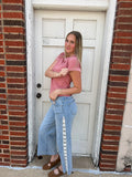 Simply Sweet Ribbed Top: Rose