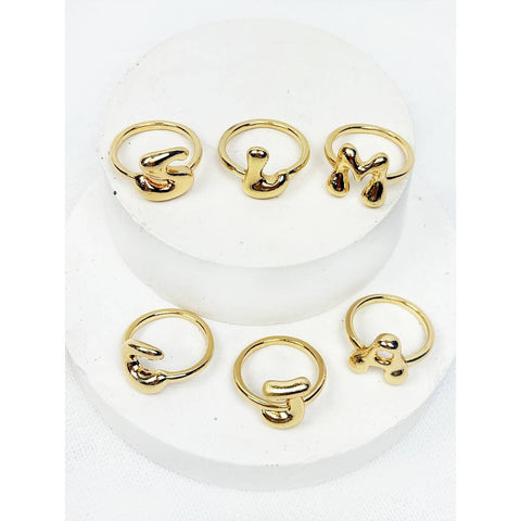 Personalized Initial Alphabet Gold Ring: GOLD