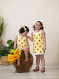 Summer Sunflower Crochet Romper: Ivory Mix