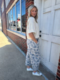 Springtime Blooms Pants: Blue Rose