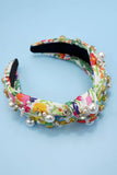 Pearl and Rhinestone Headband: Floral