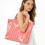Beach Bougie Tote Bag: Fuchsia Orange