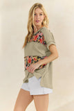 Seeing Double Floral Top: Light Olive
